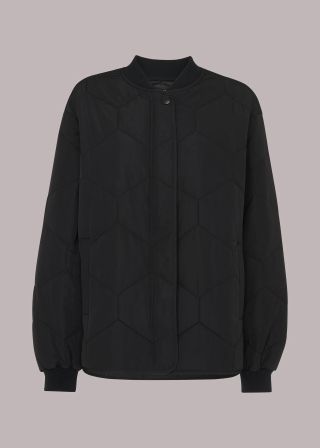 Whistles + Ida Short Quilted Coat in Black