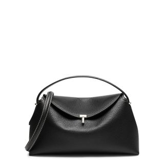 Totême + T-Lock Leather Top Handle Bag in Black