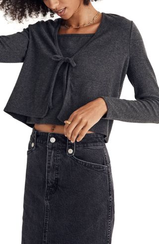 Madewell + Brushed Rib Tie Front Cardigan