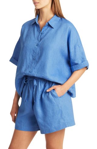 Sea Level + Tidal Resort Linen Cover-Up Button-Up Shirt