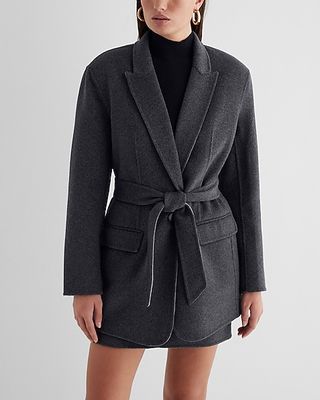 Express + Wool-Blend Oversized Belted Jacket