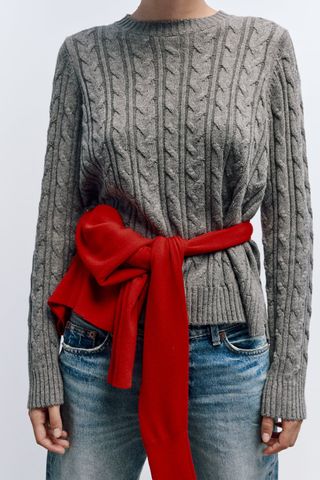 Zara + Wool Blend Cable Knit Sweater
