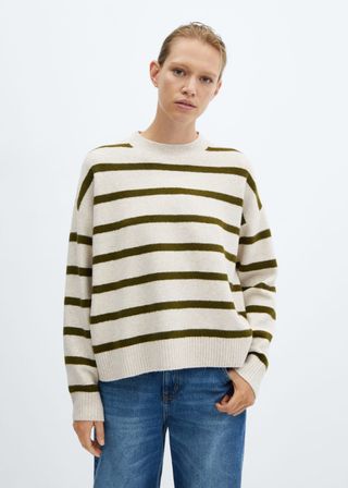 Mango + Round-Neck Striped Sweater