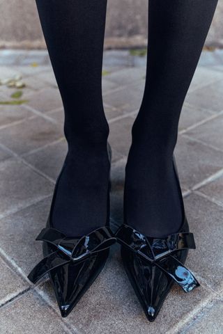 Zara + Block Heel Bow Pumps
