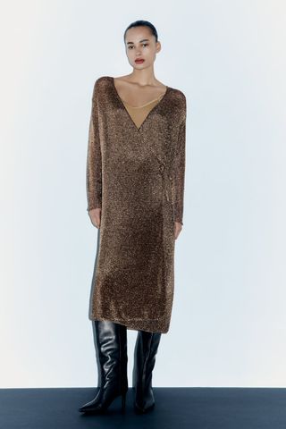 Zara + Metallic Mesh Dress