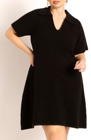Eloquii + Polo Collar Mini Sweater Dress