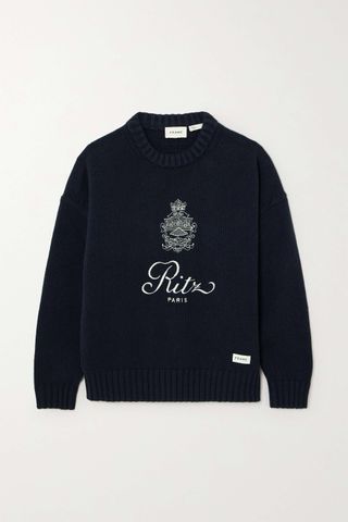 Frame x Ritz Paris + Embroidered Cashmere Sweater