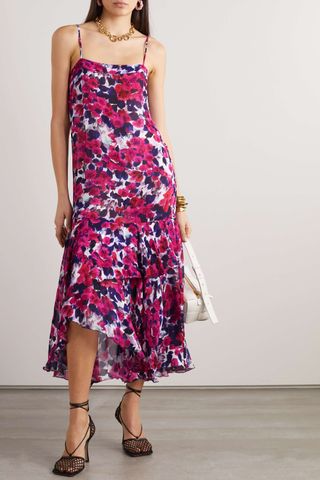 Dries Van Noten + Ruffled Floral-Print Chiffon Midi Dress