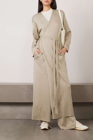 The Row + Aras Stretch Wool, Silk and Cashmere-Blend Maxi Wrap Dress