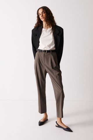 H&M + Ankle-Length Trousers in Dark Brown