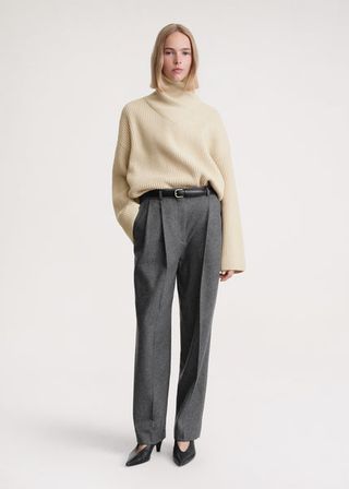 Toteme + Wrapped-Neck Knit in Stone