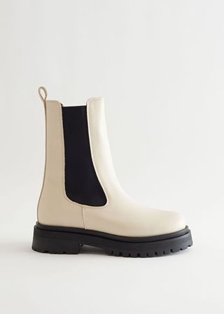 & Other Stories + Chunky Chelsea Leather Boots in Vanilla