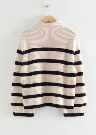 & Other Stories + Oversized Mock Neck Striped Sweater