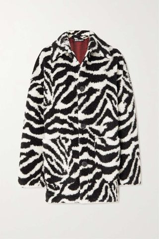 Palm Angels + Zebra-Print Faux Fur Coat