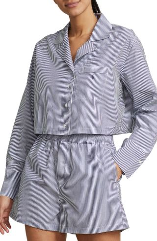 Polo Ralph Lauren + Crop Cotton Poplin Short Pajamas
