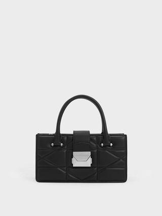 Charles & Keith + Noir Blanche Quilted Top Handle Bag