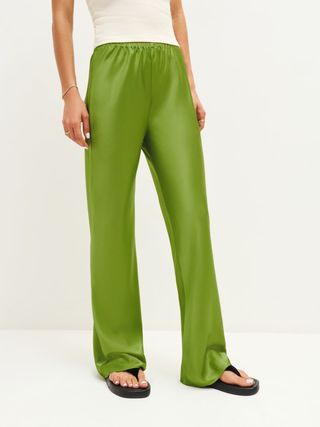 Reformation + Gale Satin Mid Rise Bias Pant