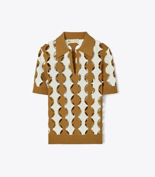 Tory Burch + Cut-Out Viscose Polo