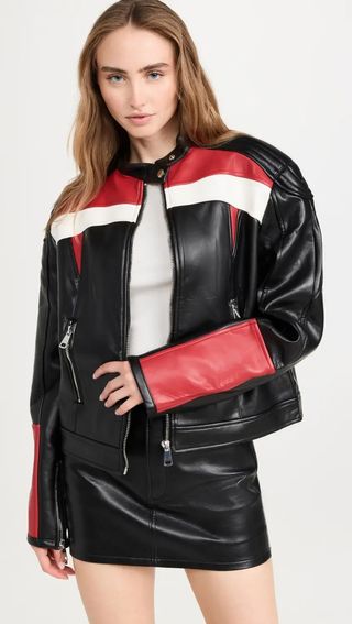Lioness + Top Model Faux Leather Biker Jacket