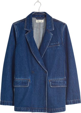 Madewell + Double Breasted Cotton Denim Blazer