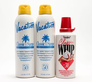 Vacation + SPF 50 Classic Spray and SPF 30 Whipped 3-Piece Sunscreen Set