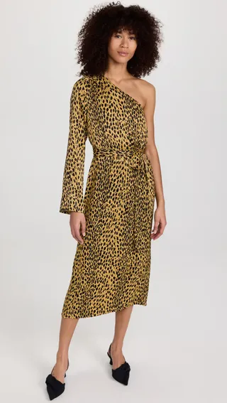 KITRI + Amber Cheetah Print One Shoulder Dress