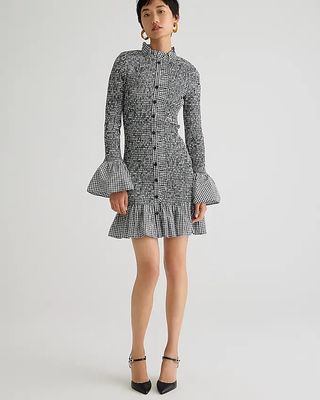 J.Crew + Smocked Button-Up Mini Dress