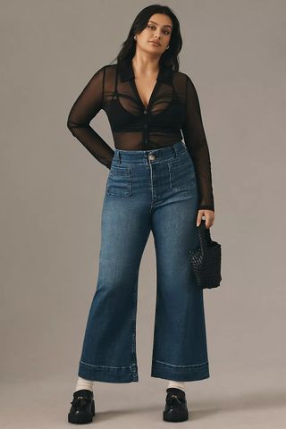 Maeve + The Colette Denim Cropped Wide-Leg Jeans