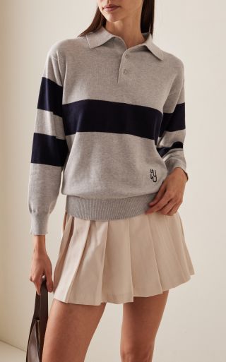 Yaitte + La Cotton-Cashmere Polo Sweater