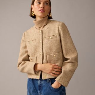 J.Crew + Cropped Lady Jacket in Italian Wool-Blend Bouclé