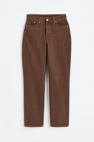 H&M + Vintage Mom Fit Ultra High Ankle Jeans in Dark Brown