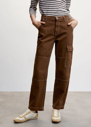 Mango + Pocket Cargo Jeans in Brown