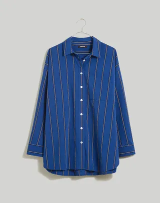 Madewell + Signature Poplin Oversized Shirt in Stripe