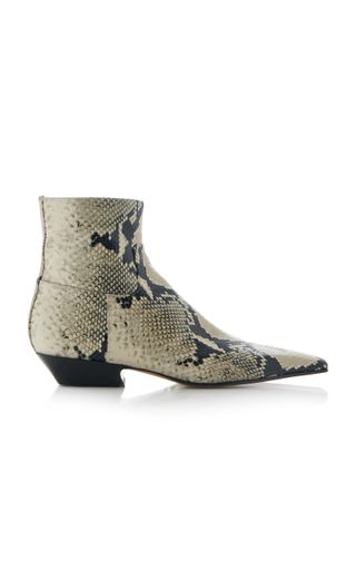 Khaite + Marfa Classic Embossed Leather Ankle Western Boots