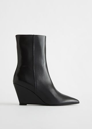 & Other Stories + Leather Wedge Ankle Boots