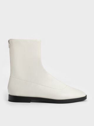 Charles & Keith + Chalk Zip-Up Ankle Boots