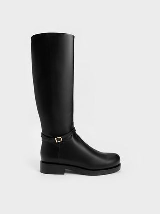 Charles & Keith + Black Belted Knee-High Boots