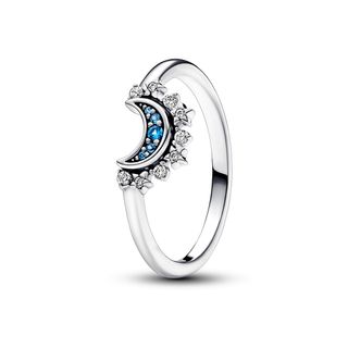 Pandora + Celestial Blue Sparkling Moon Ring