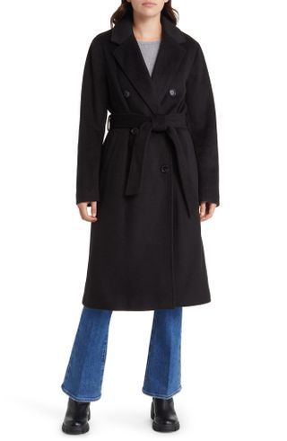 Sam Edelman + Tie Waist Double Breasted Trench Coat