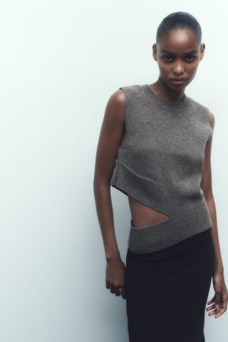 Zara + Wool Blend Knit Vest