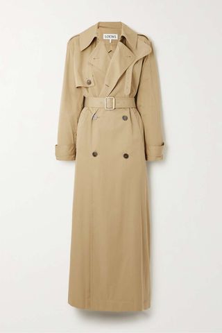 Loewe + Double-Breasted Belted Cotton and Silk-Blend Trench Coat