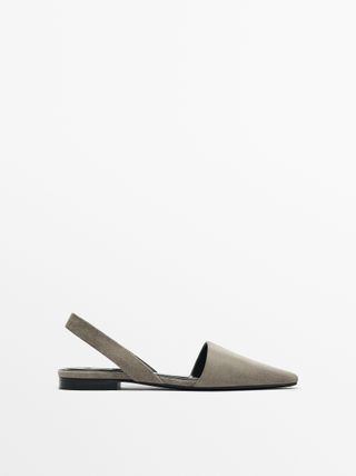 Massimo Dutti + Leather Slingback Ballet Flats
