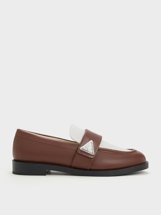 Charles & Keith + Brown Trice Two-Tone Metallic Accent Loafers