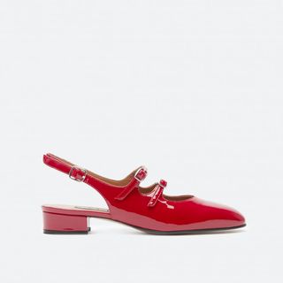 Carel + Peche Red Patent Leather Slingback Mary Janes