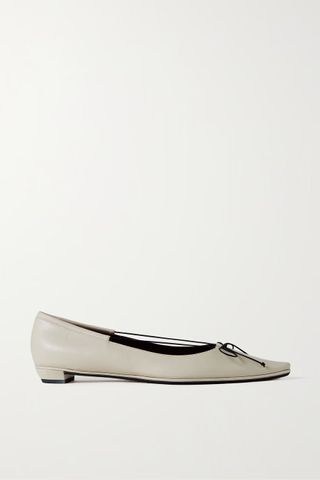 The Row + Claudette Bow-Detailed Leather Point-Toe Flats