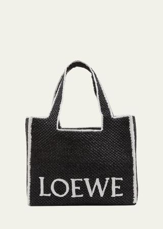 Loewe + X Paula’s Ibiza Logo Large Bicolor Raffia Tote Bag