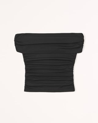 Abercombie & Fitch + Cotton-Modal Ruched Off-the-Shoulder Top