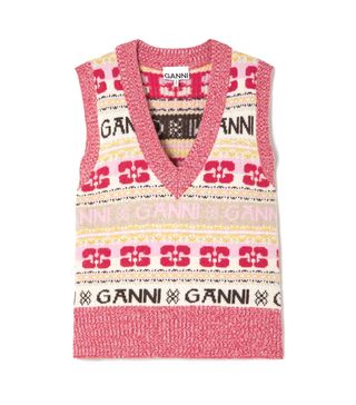 Ganni + Intarsia Wool-Blend Vest