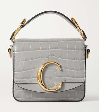 Chloé + C Mini Smooth and Croc-Effect Leather Tote