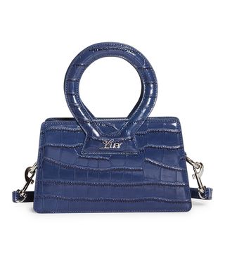 Luar + Ana Mini Croc Embossed Leather Top Handle Bag